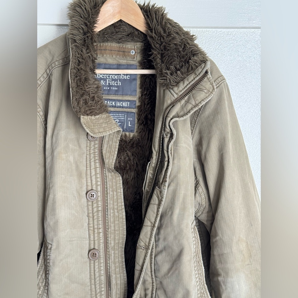 Abercrombie & Fitch Adirondack Jacket Men’s Large Faux Fur Lined Utility Coat - Picture 4 of 11